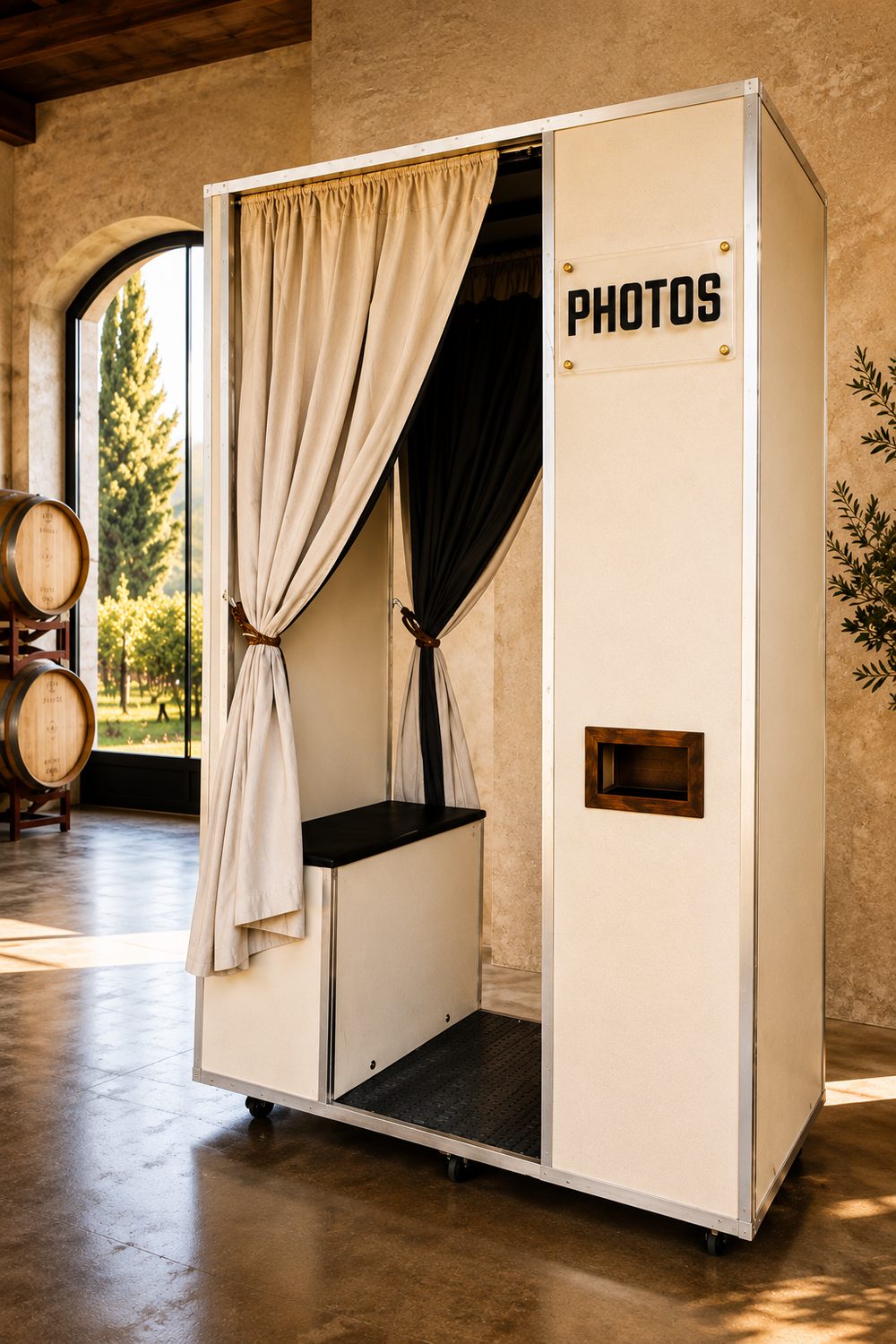 The Reserve — vintage enclosed photo booth in a winery setting